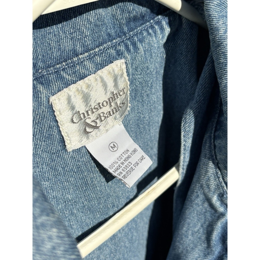 Vtg Blue Jean Denim Jacket with Floral Embroidery Size M Boho Hippie Buttons - Picture 5 of 14